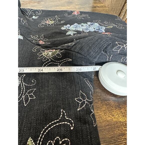 VTG + DENIM & CO Jacket Women Sz 2X Embroidered Embellished Dark Cottagecore - Picture 5 of 8